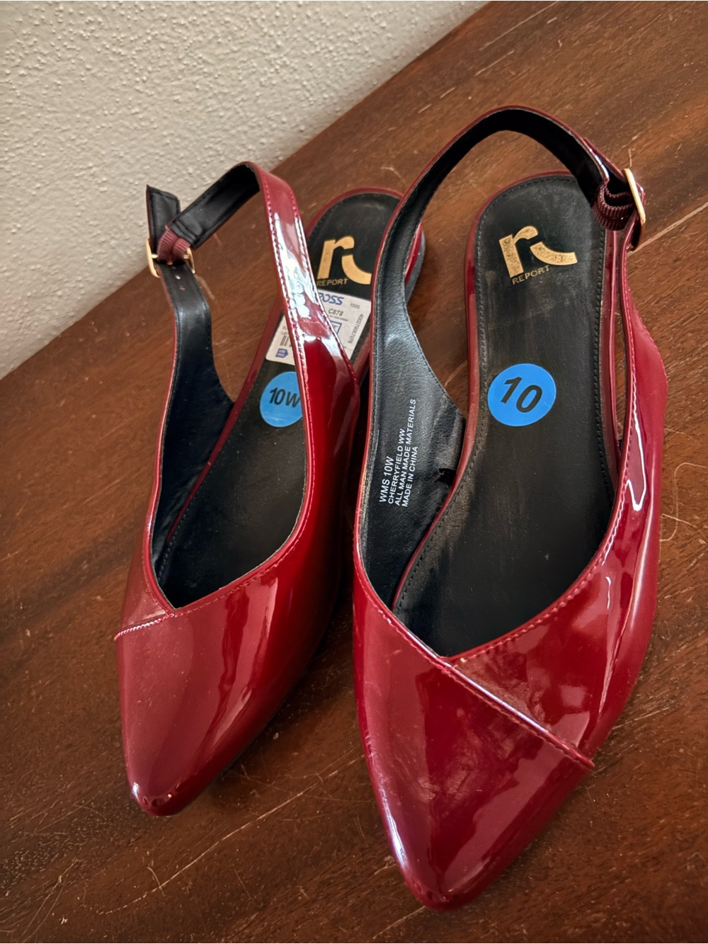 Report Signature Red Patent Slingback Flats - Size 10